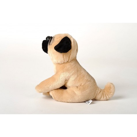 40cm lang Uni-Toys Neuware wunderschöner Hund Mops mit Geschirr ca 